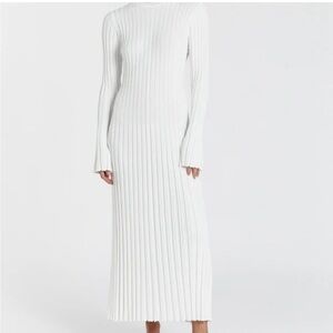 DISSH Ada White Ribbed Midi Dress NWT